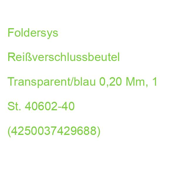 Foldersys Reißverschlussbeutel Transparent/blau 0,20 Mm, 1 St. 40602-40 (4250037429688)
