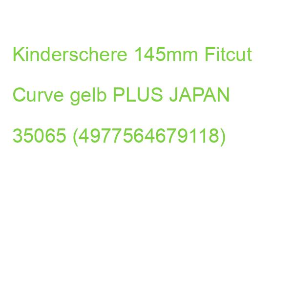 Kinderschere Fitcut Curve 14,5 cm gelb rund inkl. Klingenschutz und Namenssticker PLUS JAPAN 35065 (4977564679118)