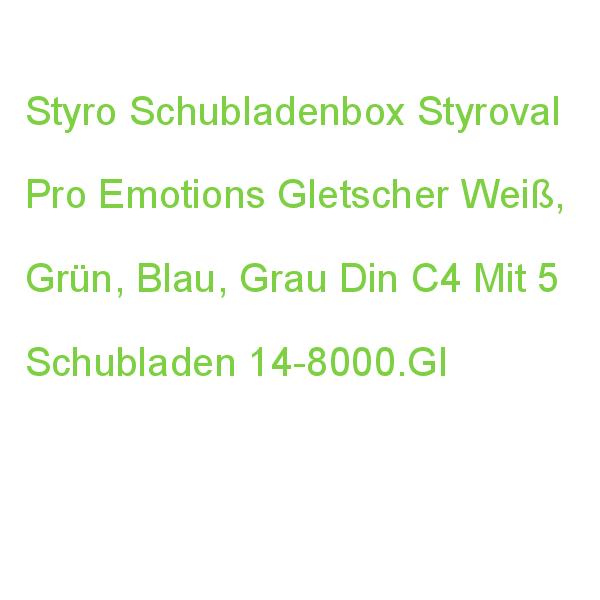 Styro Schubladenbox Styroval Pro Emotions Gletscher Weiß, Grün, Blau, Grau 14-8000.gl, Din A4 Mit 5 Schubladen