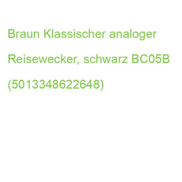 Braun Klassischer analoger Reisewecker, schwarz BC05B (5013348622648)