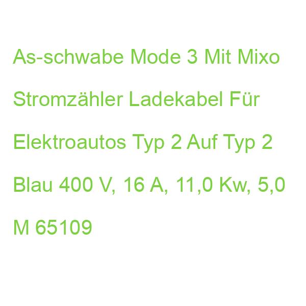 As-schwabe Mode 3 Mit Mixo Stromzähler Ladekabel Für Elektroautos Typ 2 Auf Typ 2 Blau 400 V, 16 A, 11,0 Kw, 5,0 M 65109