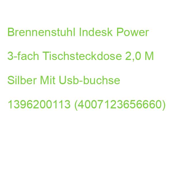 Brennenstuhl Indesk Power 3-fach Tischsteckdose 2,0 M Silber Mit Usb-buchse 1396200113 (4007123656660)