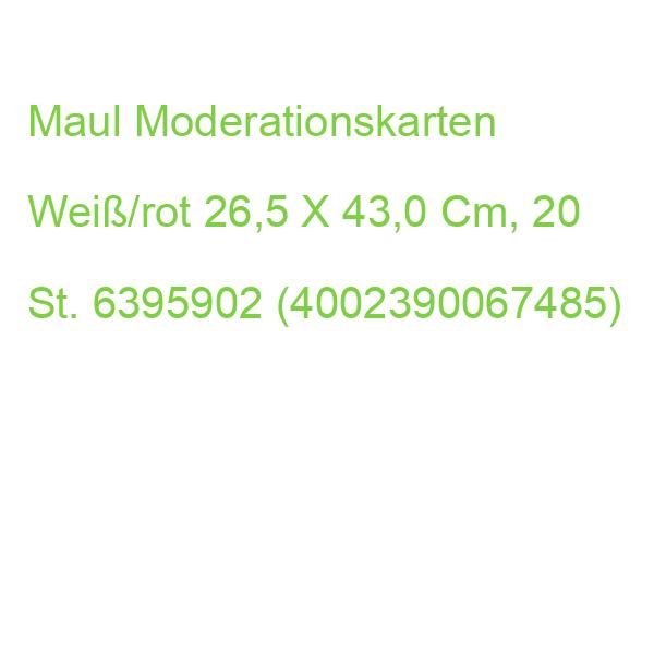 Maul Moderationskarten Weiß/rot 26,5 X 43,0 Cm, 20 St. 6395902 (4002390067485)