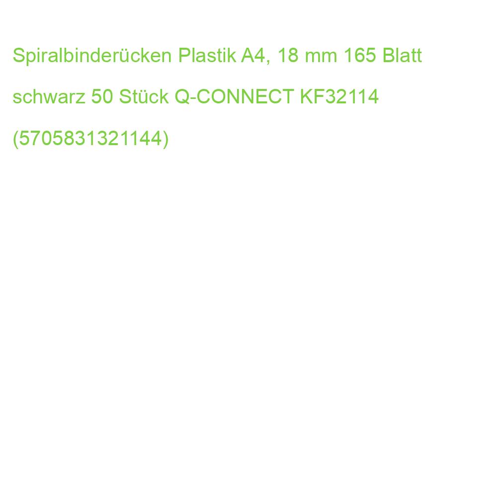 Spiralbinderücken Plastik A4, 18 mm 165 Blatt schwarz 50 Stück Q-CONNECT KF32114 (5705831321144)