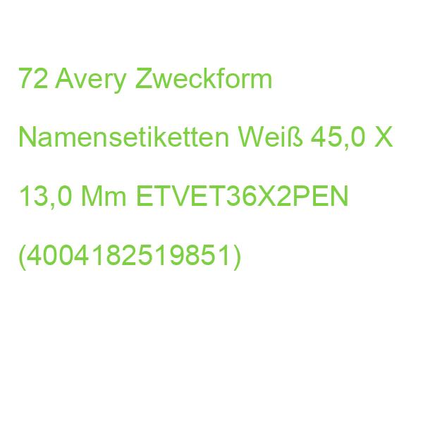 72 Avery Zweckform Namensetiketten Weiß 45,0 X 13,0 Mm ETVET36X2PEN (4004182519851)