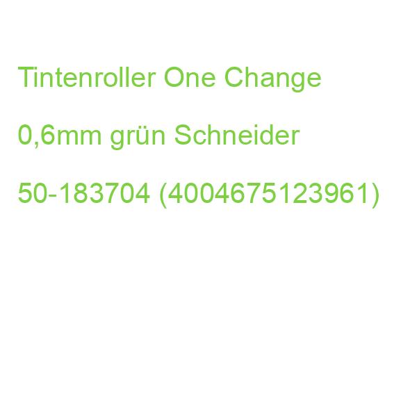 Tintenroller One Change 0,6 mm grün (dokumentenecht) SCHNEIDER 50-183704 (4004675123961)