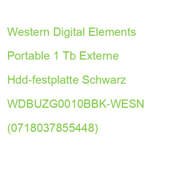 Western Digital Elements Portable 1 Tb Externe Hdd-festplatte Schwarz WDBUZG0010BBK-WESN (0718037855448)