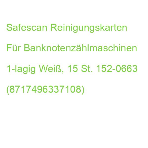 Safescan Reinigungskarten Für Banknotenzählmaschinen 1-lagig Weiß, 15 St. 152-0663 (8717496337108)