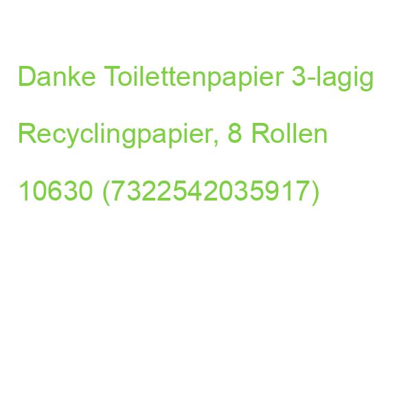 Danke Toilettenpapier 3-lagig Recyclingpapier, 8 Rollen 10630 (7322542035917)