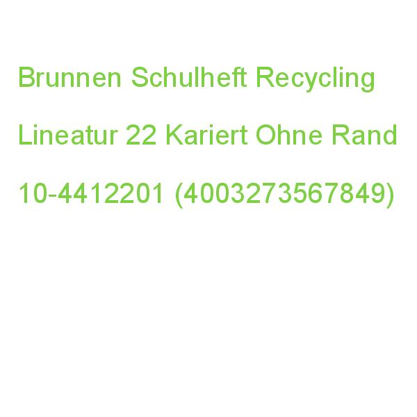 Brunnen Schulheft Recycling Lineatur 22 Kariert Din A4 Ohne Rand, 16 Blatt 10-4412201 (4003273567849)