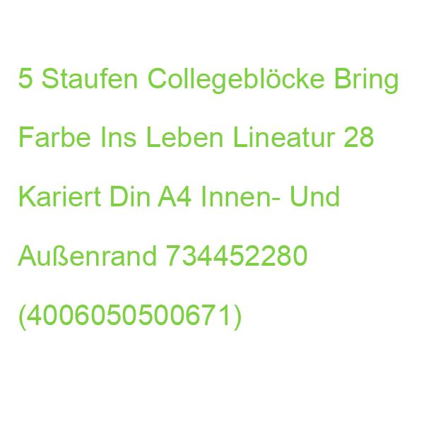 Staufen Collegeblöcke Bring Farbe Ins Leben Lineatur 28 Kariert Din A4 Innen- Und Außenrand, 5 Block 734452280