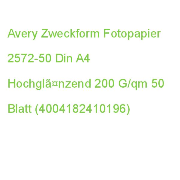 Avery Zweckform Fotopapier 2572-50 Din A4 Hochglänzend 200 G/qm 50 Blatt (4004182410196)