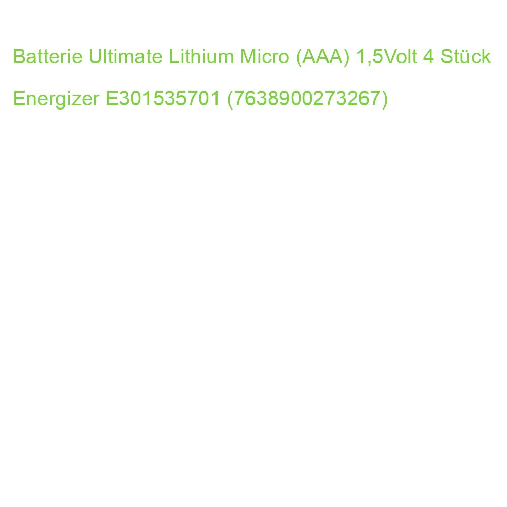 Batterie Ultimate Lithium Micro (AAA) 1,5Volt 4 Stück Energizer E301535701 (7638900273267)