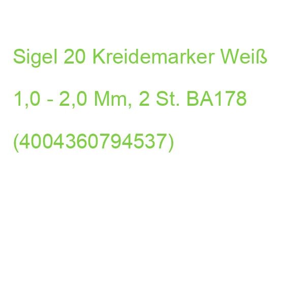Sigel 20 Kreidemarker Weiß 1,0 - 2,0 Mm, 2 St. BA178 (4004360794537)