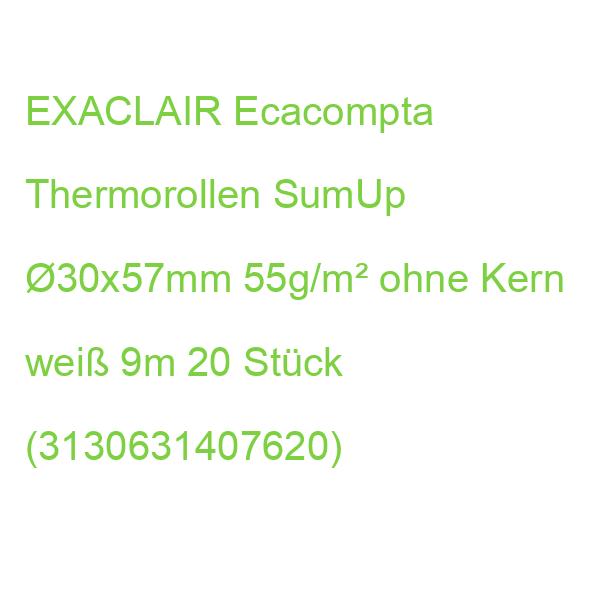 EXACLAIR Ecacompta Thermorollen SumUp 30x57mm 55g/m² ohne Kern weiß 9m 20 Stück (3130631407620)