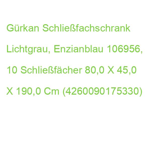 Gürkan Schließfachschrank Lichtgrau, Enzianblau 106956, 10 Schließfächer 80,0 X 45,0 X 190,0 Cm (4260090175330)