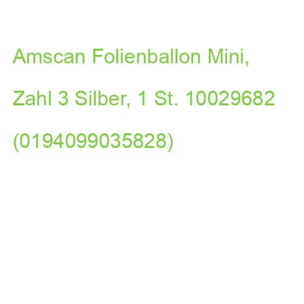 Amscan Folienballon Mini, Zahl 3 Silber, 1 St. 10029682 (0194099035828)