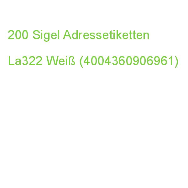 200 Sigel Adressetiketten La322 Weiß 99,1 X 67,7 Mm (4004360906961)