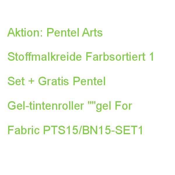 Aktion: Pentel Arts Stoffmalkreide Farbsortiert 1 Set + Gratis Pentel Gel-tintenroller 