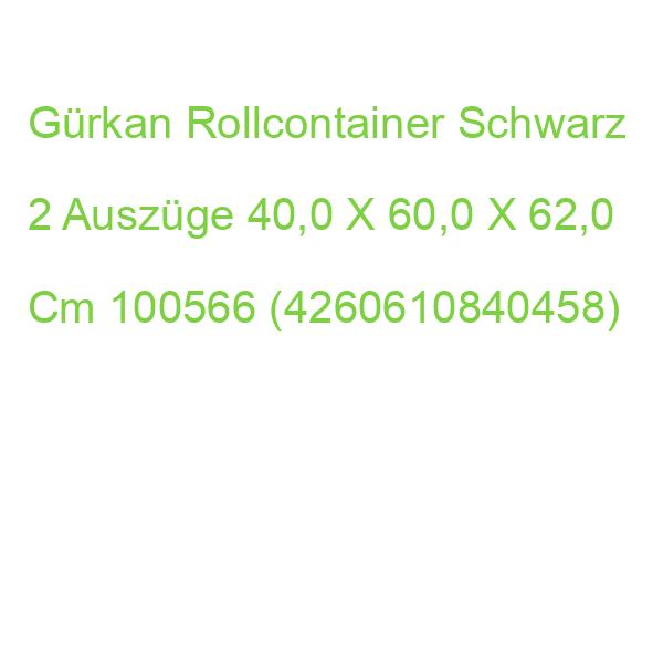 Gürkan Rollcontainer Schwarz 2 Auszüge 40,0 X 60,0 X 62,0 Cm 100566 (4260610840458)
