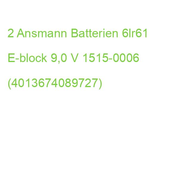 2 Ansmann Batterien 6lr61 E-block 9,0 V 1515-0006 (4013674089727)