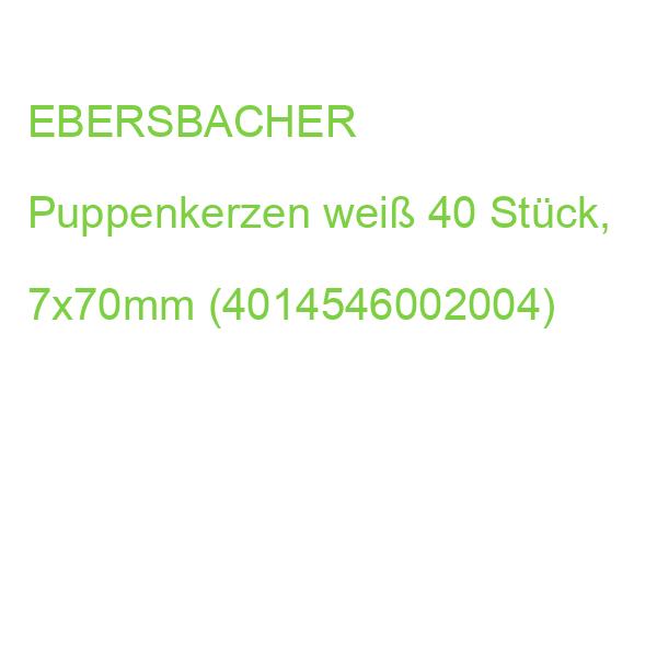EBERSBACHE Puppenkerzen weiß 7x70mm 40 Stück (4014546002004)