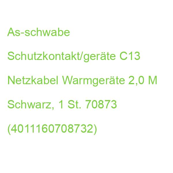 As-schwabe Schutzkontakt/geräte C13 Netzkabel Warmgeräte 2,0 M Schwarz, 1 St. 70873 (4011160708732)