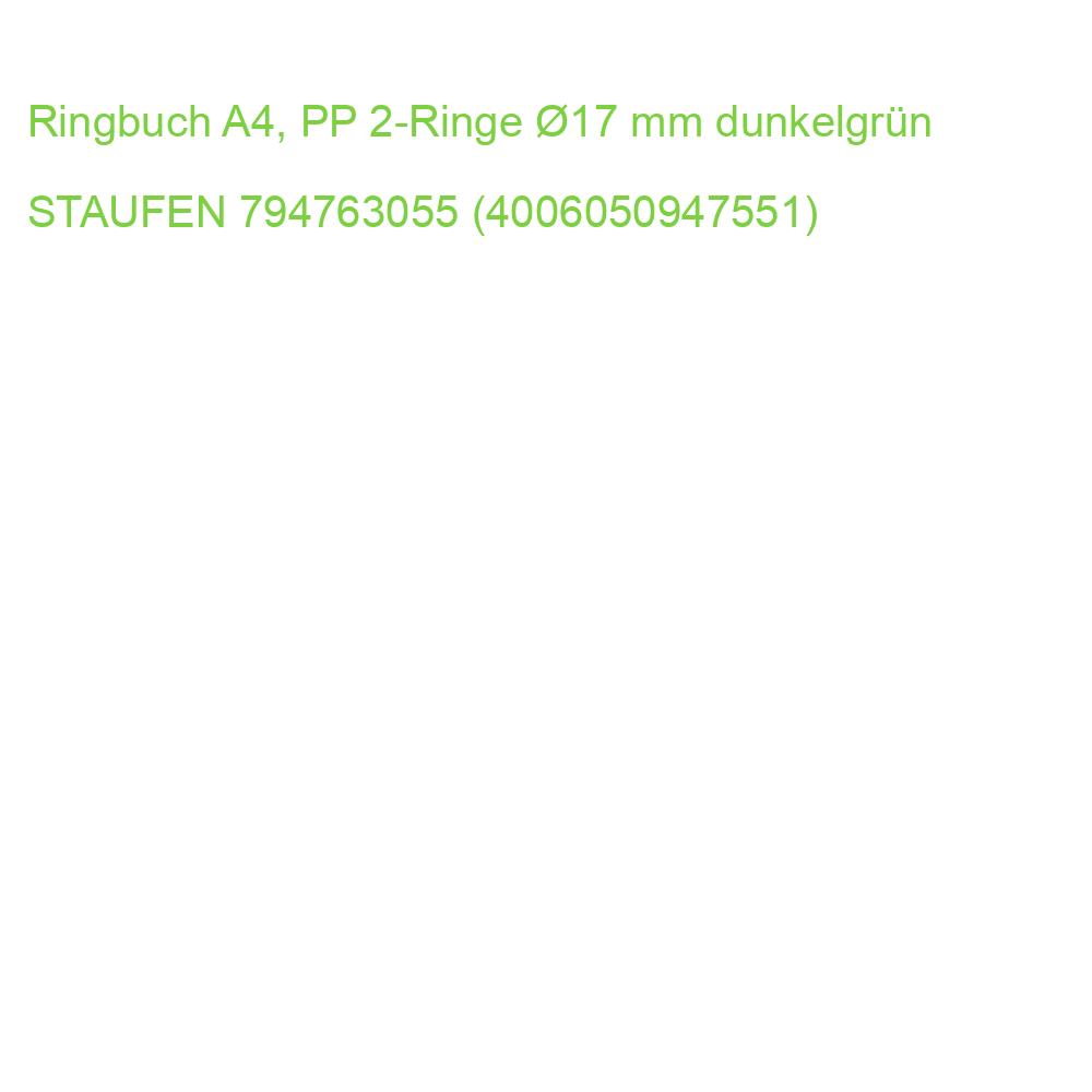 Ringbuch A4, PP 2-Ringe 17 mm dunkelgrün STAUFEN 794763055 (4006050947551)