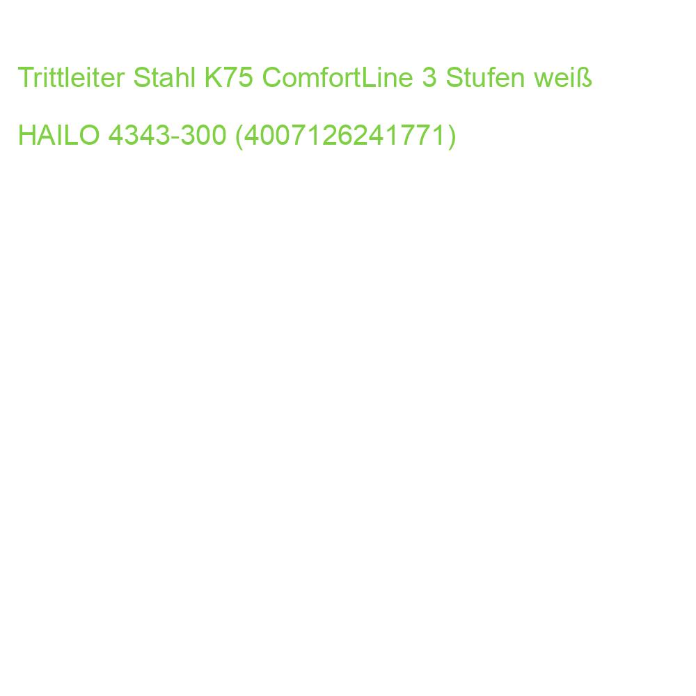 Trittleiter Stahl K75 ComfortLine 3 Stufen weiß HAILO 4343-300 (4007126241771)