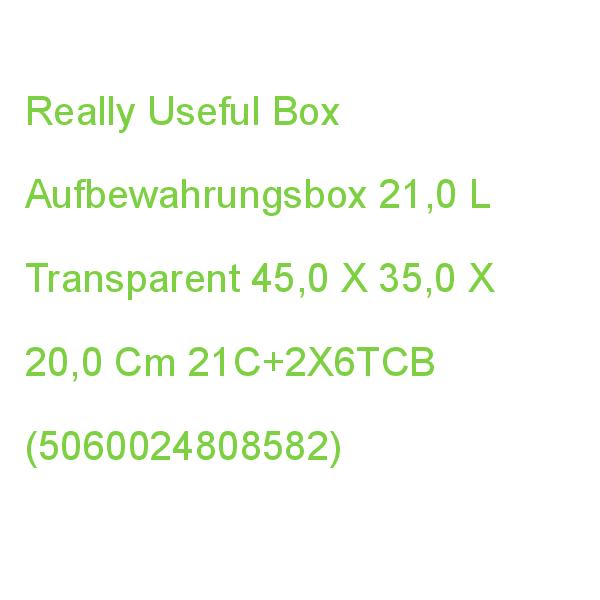 Really Useful Box Aufbewahrungsbox 21,0 L Transparent 45,0 X 35,0 X 20,0 Cm 21C+2X6TCB (5060024808582)