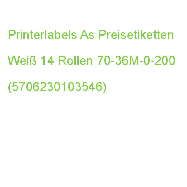 Printerlabels As Preisetiketten Weiß Ablösbar 21,6 X 12,0 Mm, 14 Rollen 70-36M-0-200 (5706230103546)