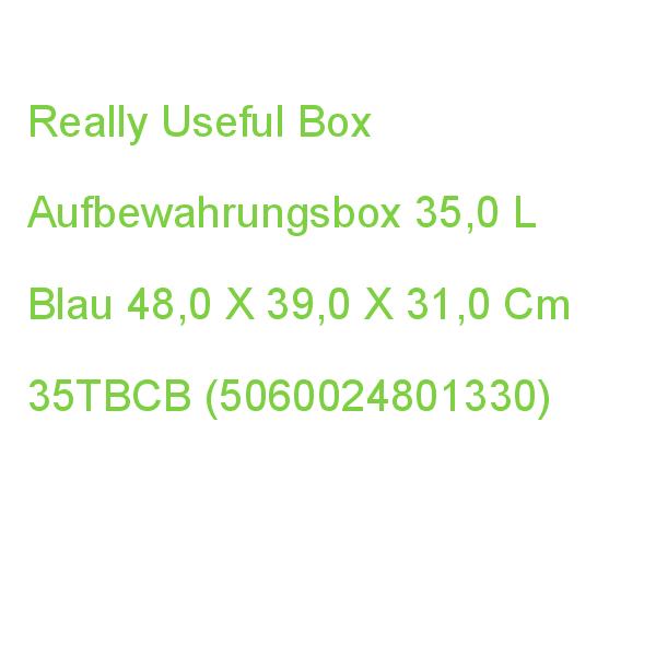 Really Useful Box Aufbewahrungsbox 35,0 L Transparent, Blau 48,0 X 39,0 X 31,0 Cm 35TBCB (5060024801330)
