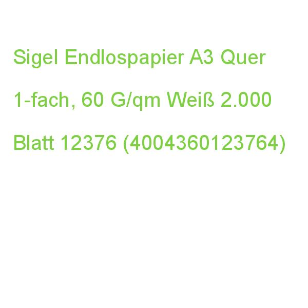 Sigel Endlospapier A3 Quer 1-fach, 60 G/qm Weiß 2.000 Blatt 12376 (4004360123764)