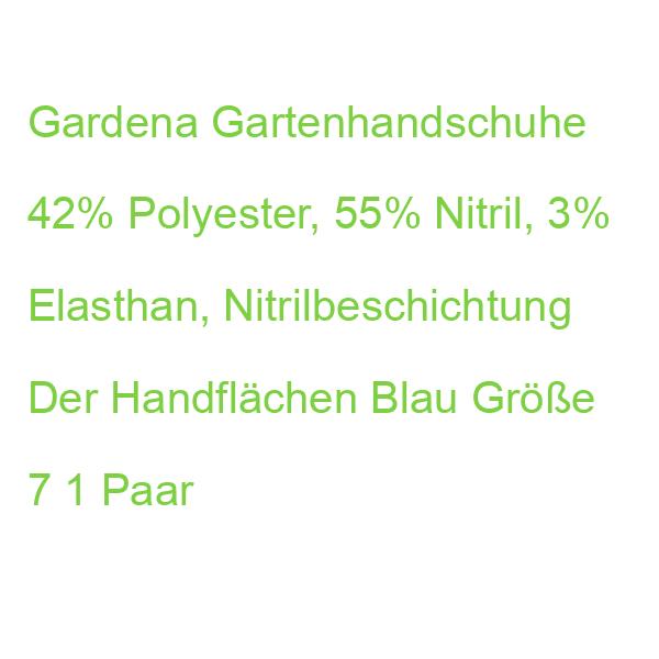 Gardena Gartenhandschuhe 42% Polyester, 55% Nitril, 3% Elasthan, Nitrilbeschichtung Der Handflächen Blau Größe 7, 1 Paar