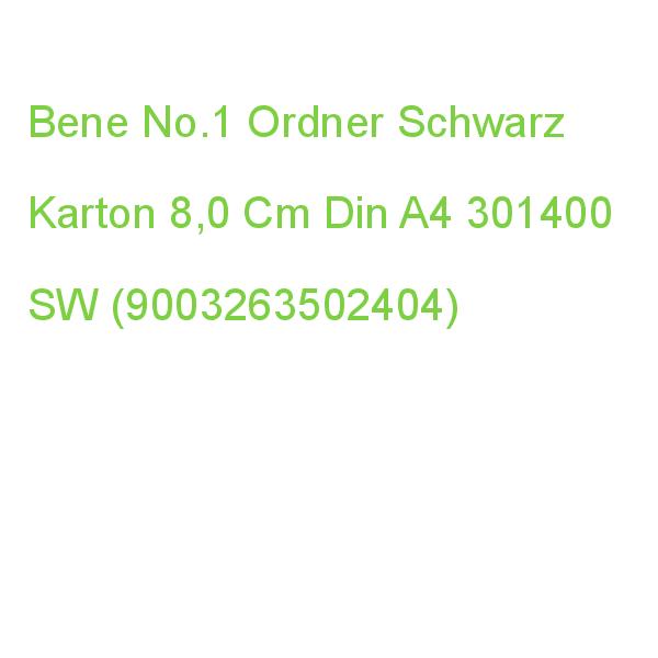 Bene No.1 Ordner Schwarz Karton 8,0 Cm Din A4 301400 SW (9003263502404)