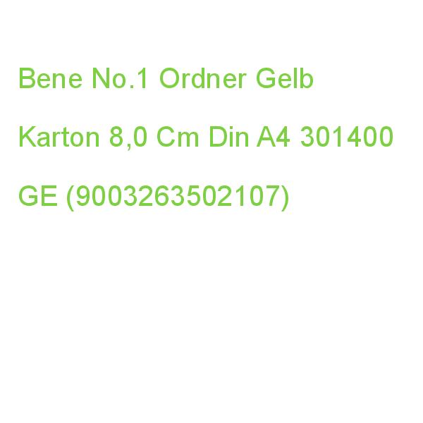 Bene No.1 Ordner Gelb Karton 8,0 Cm Din A4 301400 GE (9003263502107)