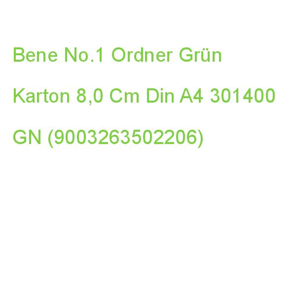 Bene No.1 Ordner Grün Karton 8,0 Cm Din A4 301400 GN (9003263502206)