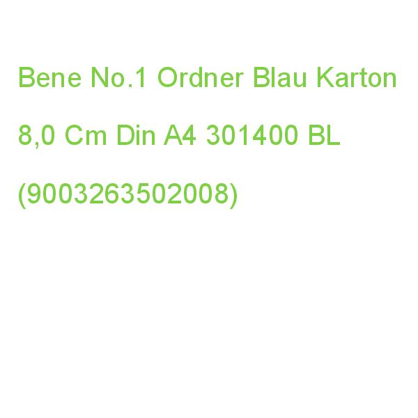 Bene No.1 Ordner Blau Karton 8,0 Cm Din A4 301400 BL (9003263502008)