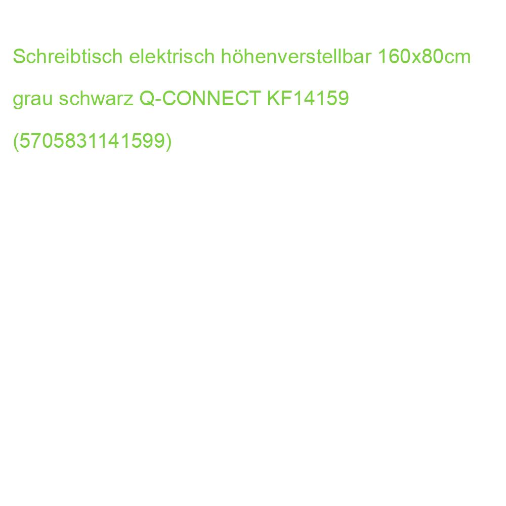 Schreibtisch elektrisch höhenverstellbar 160x80cm grau schwarz Q-CONNECT KF14159 (5705831141599)