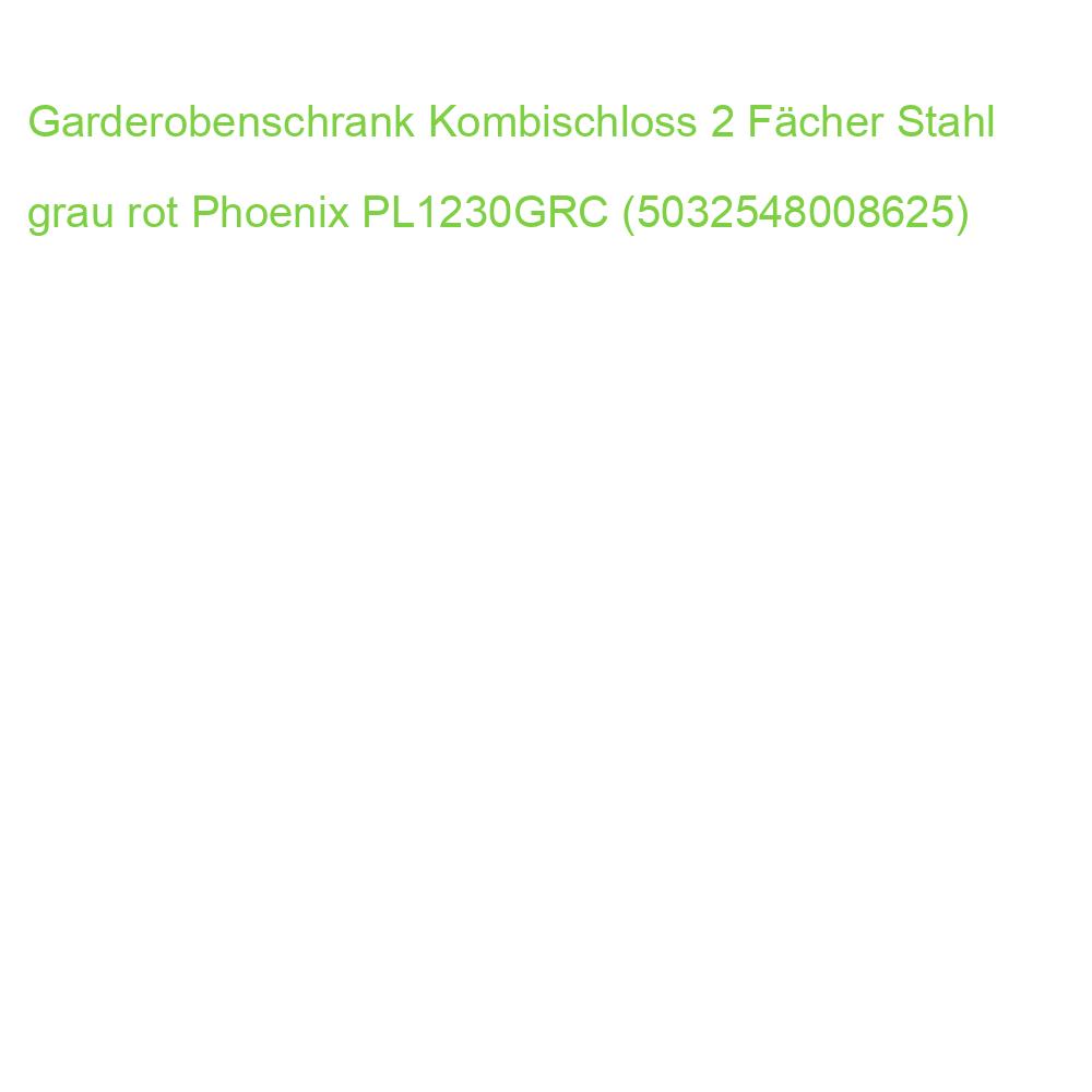 Garderobenschrank Kombischloss 2 Fächer Stahl grau rot Phoenix PL1230GRC (5032548008625)