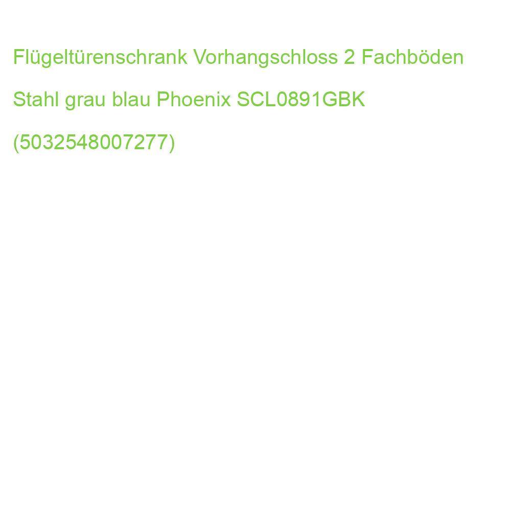 Flügeltürenschrank Vorhangschloss 2 Fachböden Stahl grau blau Phoenix SCL0891GBK (5032548007277)