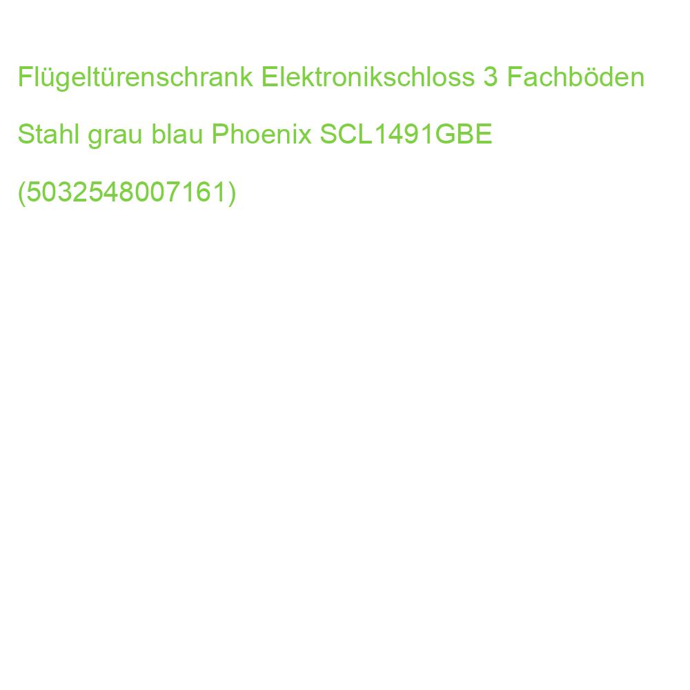 Flügeltürenschrank Elektronikschloss 3 Fachböden Stahl grau blau Phoenix SCL1491GBE (5032548007161)