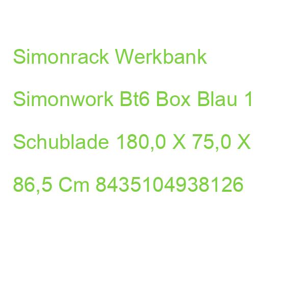 Simonrack Werkbank Simonwork Bt6 Box Blau 1 Schublade 180,0 X 75,0 X 86,5 Cm 8435104938126