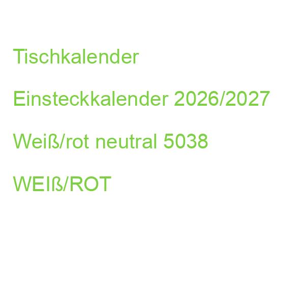 Tischkalender Einsteckkalender 2026/2027 Weiß/rot neutral 5038 WEIß/ROT