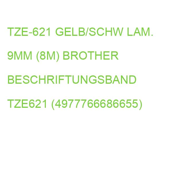 TZE-621 GELB/SCHW LAM. 9MM (8M) BROTHER BESCHRIFTUNGSBAND TZE621 (4977766686655)