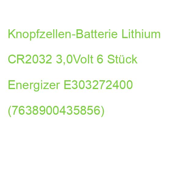 Knopfzellen-Batterie Lithium CR2032 3,0Volt 6 Stück Energizer E303272400 (7638900435856)
