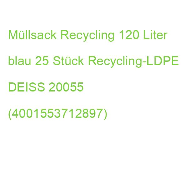 Müllsack Recycling 120 Liter blau 25 Stück Recycling-LDPE DEISS 20055 (4001553712897)