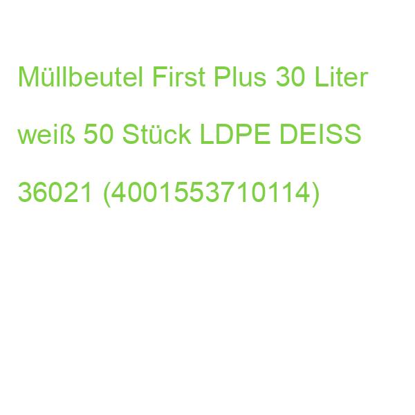 Müllbeutel First Plus 30 Liter weiß 50 Stück LDPE DEISS 36021 (4001553710114)