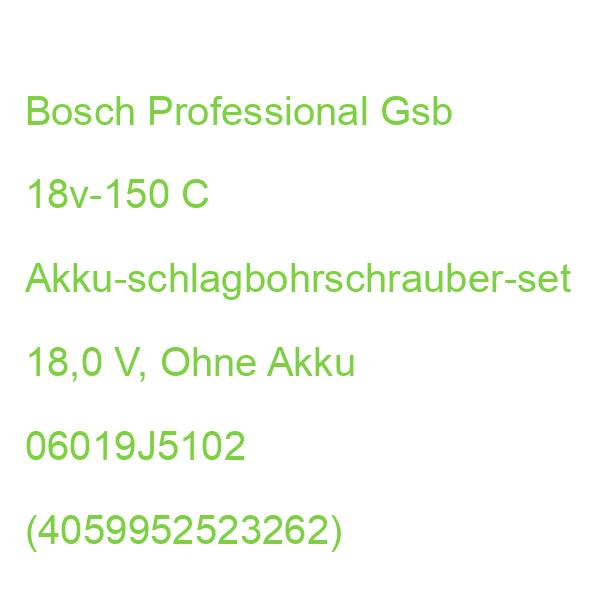 Bosch Professional Gsb 18v-150 C Akku-schlagbohrschrauber-set 18,0 V, Ohne Akku 06019J5102 (4059952523262)