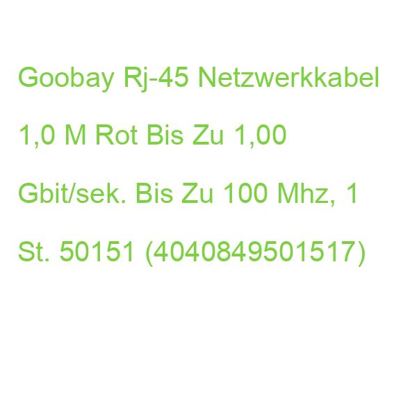 Goobay Rj-45 Netzwerkkabel 1,0 M Rot Bis Zu 1,00 Gbit/sek. Bis Zu 100 Mhz, 1 St. 50151 (4040849501517)